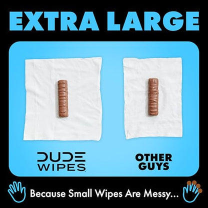 DUDE Wipes Unscented Adult Flushable Wet Wipes, Sensitive Skin, 48 Count | 1 pack of 48 extra large flushable butt wipes. Hypoallergenic plastic-free wipes. 99% water, vitamin E, aloe. Septic safe. - size: 48 Count (Pack of 1)