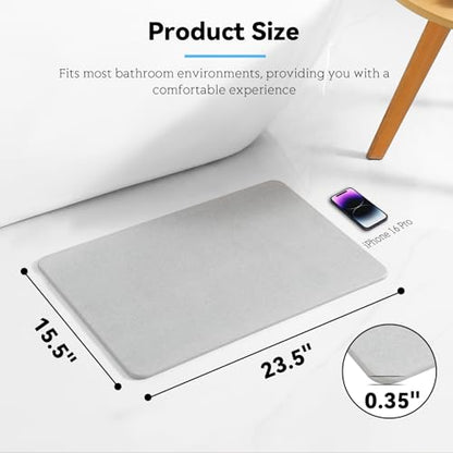 Stone Bath Mat, Dries Quickly, Non-Slip Diatomaceous Earth Bath Mats for Bathroom, Super Absorbent Stone Shower Mat, Easy to Clean, 23.5" x 15.5" Light Gray - color: Light Gray