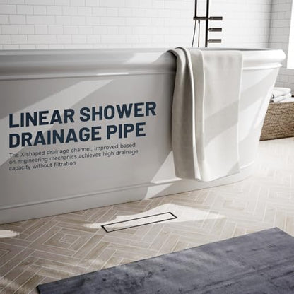 Linear Shower Drain 12 Inch Shower Trench Drain with Tile Insert Grate | Evolvegoods 304 Stainless Steel Bathroom Floor Drain,Rectangular Shower Drain with Leveling Feet,Hair Strainer,Brushed Nickel - size: 12 Inches