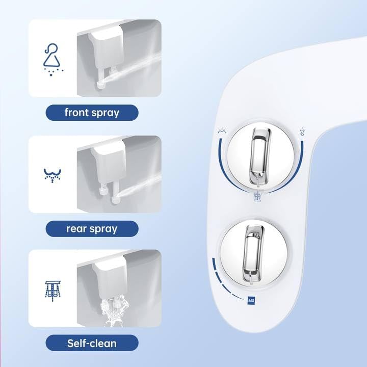 Bidet Attachment,Non-Electric Self-Cleaning Dual Nozzle Toilet Bidet, Cold Water Sprayer with Adjustable Pressure, Includes Portable Bidet Bottle for Women,Elderly,Postpartum Care & Personal Hygiene - color: Bidet and Bidet Portable