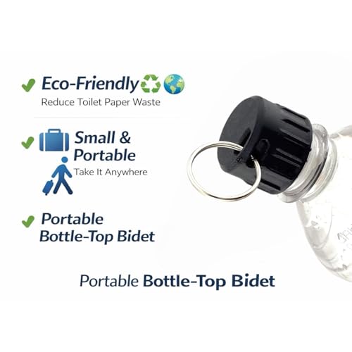 Portable Bidet for Toilet - 2-Pack with Keychain Travel Bidet Attachment Compatible with Most Bottles - Ultralight Personal Hygiene Sprayer for Camping, Hiking & Travel