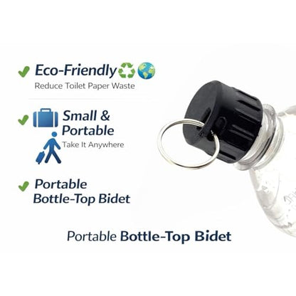 Portable Bidet for Toilet - 2-Pack with Keychain Travel Bidet Attachment Compatible with Most Bottles - Ultralight Personal Hygiene Sprayer for Camping, Hiking & Travel