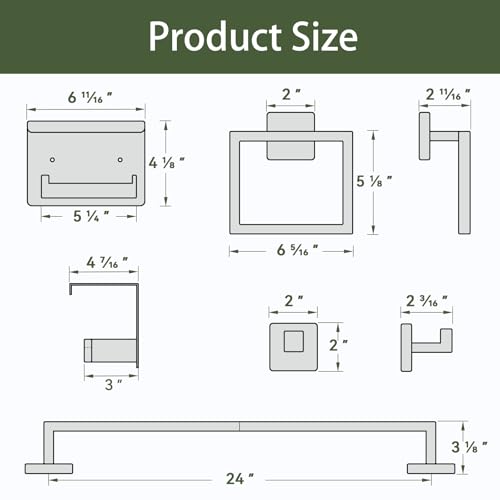 5-Pieces Matte Black Bathroom Hardware Set, 24 Inch Bathroom Towel Bar Set, SUS304 Stainless Steel Bathroom Hardware Accessories Set, Towel Racks for Bathroom Wall Mounted - size: 26 Inch (5 Pieces)