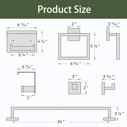 5-Pieces Matte Black Bathroom Hardware Set, 24 Inch Bathroom Towel Bar Set, SUS304 Stainless Steel Bathroom Hardware Accessories Set, Towel Racks for Bathroom Wall Mounted - size: 26 Inch (5 Pieces)