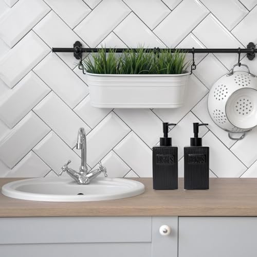 Ceramic Soap Dispenser Set, 2 Pack Hand and Dish Soap Dispenser with Funnel for Kitchen and Bathroom, Black - color: Black