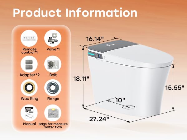 HOROW Bidet Toilet 10" Rough-in, Smart Toilet with Auto Open/Close Lid, Smart Toilet with Bidet Built-in, Instant Warm Water, Elongated Heated Seat, Dryer, Blackout Flushing and Deodorization - style: HR-T37
