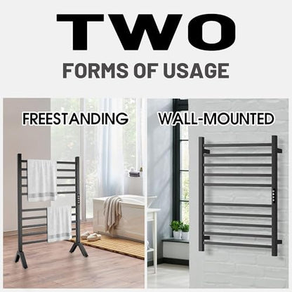 Poloma Wall Mounted & Freestanding Towel Warmer Rack for Bathrooms, Electric Heated Towel Rack Heater, Stainless Steel, Matt Black. CSA Certified. - size: MEDIUM BAR