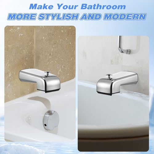 Dreyoo Tub Spout (Universal Fits 1/2" Copper Pipe, 1/2" IPS and 3/4" IPS), Bathroom Bathtub Faucet with Adapters and Hex Wrench(Chrome,Waterfall Spout) - color: Chrome, style: Waterfall Spout