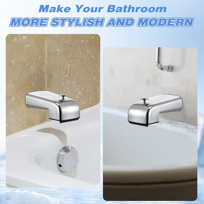 Dreyoo Tub Spout (Universal Fits 1/2" Copper Pipe, 1/2" IPS and 3/4" IPS), Bathroom Bathtub Faucet with Adapters and Hex Wrench(Chrome,Waterfall Spout) - color: Chrome, style: Waterfall Spout