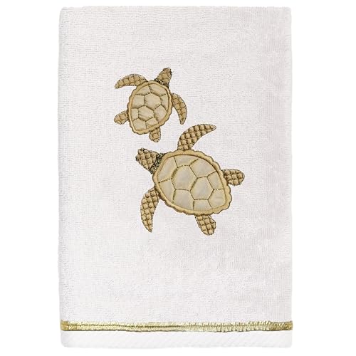 Jewel 4-Piece Premium Towel Set, Embroidered Turtles, Plush Turkish Cotton, Durable & Quick Dry, Elegant Beach Style, 2 Bath 2 Hand Towels, Silver - color: Silver, size: 2 Pcs Bath 2 Pcs Hand Towel