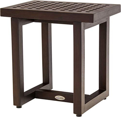 AquaTeak 18" Grate Mocha-Shield Teak Shower Bench - A. Bench | Durable, Water-Resistant Teak, Shower Chair & Shaving Foot Rest, Indoor/Outdoor Use