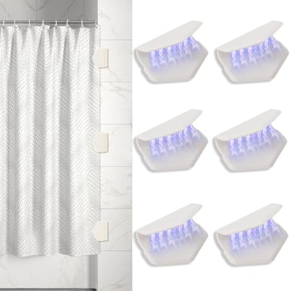6 Pack Magnetic Silicone Shower Curtain Clips,Strong Magnet Curtain Holders | Shower Curtain Clips for Liners, Self-Adhesive Waterproof, Keep Liner Sealed to Wall, Windproof Easy Installation No-Drill - color: 6 Packs