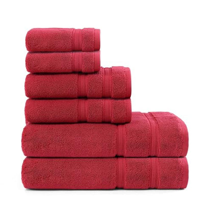 Tommy Hilfiger - Bath Towels, 100% Soft & Absorbent Plush Cotton with Zero Twist Constructions, Quick Dry and Medium Weight Bathroom Towels (Harborside Solid Red, 6 Piece) - color: Harborside Solid Red