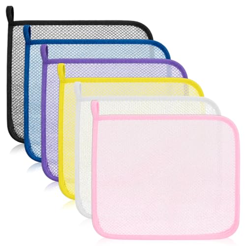 6 Pack Easily Exfoliating Washcloths for Face, Double Sided Exfoliating Washcloth for Body, Soft Weave Wash Cloths for Showering, All Skin Types, Multiple Colors
