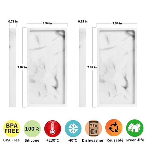 2 Packs Silicone Bathroom Vanity Tray Small 7.8" ＆ Small 7.8" Set, Rectangle Shatterproof Flexible Bathroom Tray for Soap Dispenser, Tissues, Candles, Towel, Plant, Perfume Key - color: White 7.8" & 7.8"