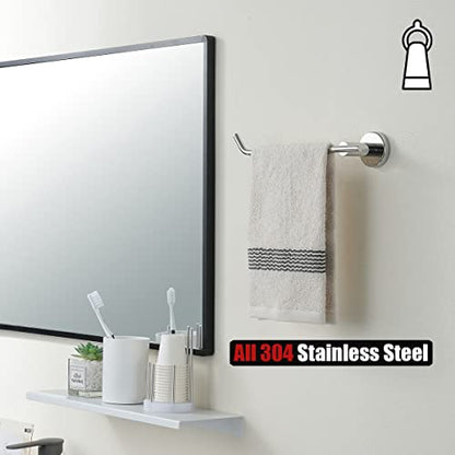 JQK Chrome Hand Towel Bar, Stainless Steel Towel Ring for Bathroom, 9 Inch Necklace Holder Matte Black Wall Mount Left Hand, TR101-CH - color: Chrome, size: 9 Inch (Left)