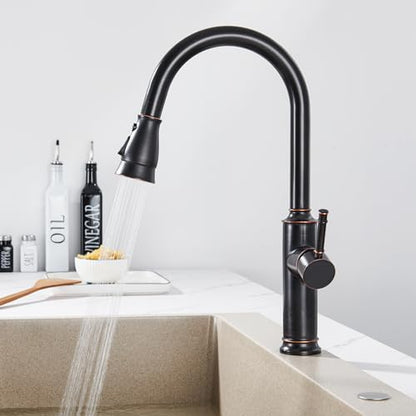 TIORIY Kitchen Sink Faucet Spray Head Replacement with 15 Adapters, Pull Down Kitchen Faucet Replacement Head, 3 Function Pull Out Kitchen Faucet Spray Nozzle, Oil Rubbed Bronze - color: Oil Rubbed Bronze