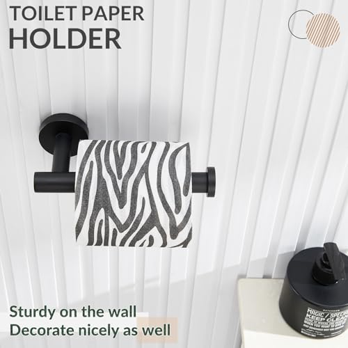 Toilet Paper Holder, 304 Stainless Steel, Matte Black | Right-Facing Open Arm, Quick Roll Replacement, Raised End Stop, Fits Regular, Large & Mega Rolls, Bathroom & Powder Room Use - color: Matte Black