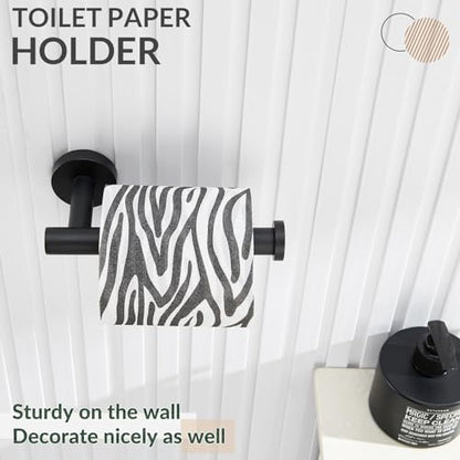 Toilet Paper Holder, 304 Stainless Steel, Matte Black | Right-Facing Open Arm, Quick Roll Replacement, Raised End Stop, Fits Regular, Large & Mega Rolls, Bathroom & Powder Room Use - color: Matte Black