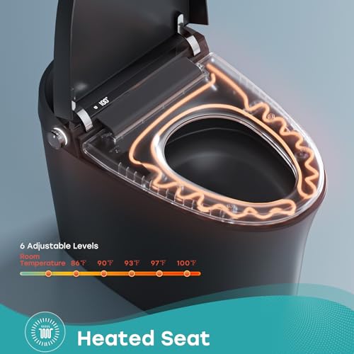 HOROW Black Smart Toilet with Pump and Bidet Built In, Bidet Toilet with Auto Dual Flush and Auto Open/Close Lid, Smart Toilet with Heated Seat, Warm Dryer, Night Light, and Digital Display - style: HR-T36