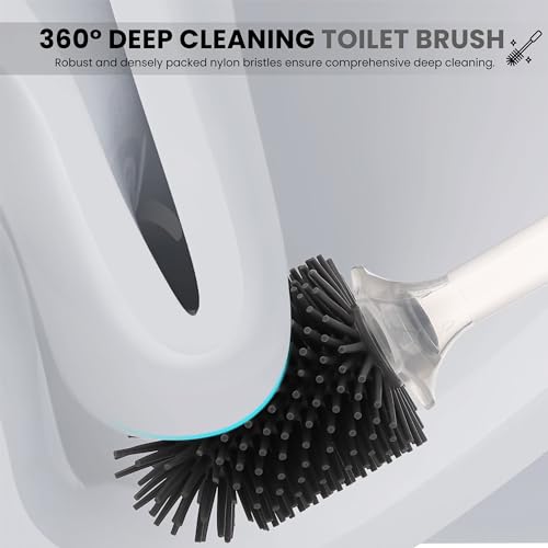 Toilet Brush & Plunger Set - Toilet Bowl Brush and Holder, Refillable Liquid Dispenser Brush - 2 in 1 Silicone Toilet Brush & Plunger Set for Bathroom