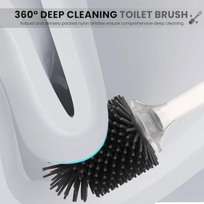 Toilet Brush & Plunger Set - Toilet Bowl Brush and Holder, Refillable Liquid Dispenser Brush - 2 in 1 Silicone Toilet Brush & Plunger Set for Bathroom