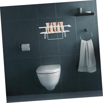Cabilock Toilet Storage Rack Space-Saving Bathroom Organizer Multi-Functional Iron Shelf for Toiletries Easy Installation Above Toilet White Finish for Bathroom and Kitchen Use