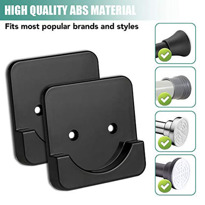 Black Shower Curtain Rod Holder for Wall Mount | Adhesive Shower Tension Rod Retainer for Tile | No Drilling | Stick On | 2 Pack, (Shower Curtain Rod Not Included) - color: Black
