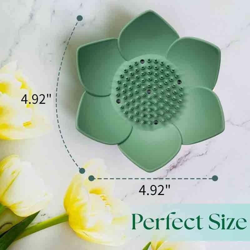 3Pcs Lotus Silicone Soap Holder, Self Draining Flower Soap Dish Tray, Easy Dry Soap Saver for Shower Bathtub, Spa Relaxation (Blue&Pink&Green) - color: Blue&pink&green