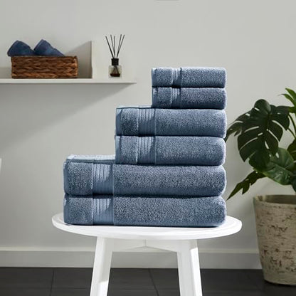Ozdilek 6-Piece Bath Towel Set, 2 Bath, 2 Hand, 2 Wash, 100% Cotton Turkish Towels, 2 Bath Towels (30x60/550 GSM), 2 Hand Towels (16x30/575 GSM), 2 Washcloths (13x13/600 GSM) (Ocean Blue) - color: Ocean Blue