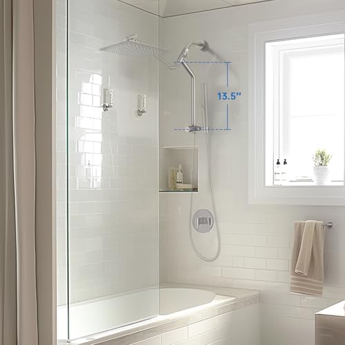 G-Promise All Metal Shower Diverter with 13.5 Inch Extended Holder(Nickel) | Downward-Extending Bracket for All Heights, 4 Spray Modes with Pause Mode, Anti-Leak, Easy to Install, Universal Replacement - color: Brushed Nickel