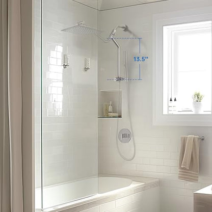 G-Promise All Metal Shower Diverter with 13.5 Inch Extended Holder(Nickel) | Downward-Extending Bracket for All Heights, 4 Spray Modes with Pause Mode, Anti-Leak, Easy to Install, Universal Replacement - color: Brushed Nickel