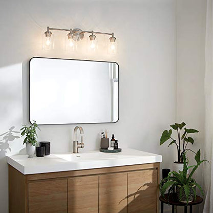 Kichler Winslow 30" Vanity Light in Brushed Nickel, 4-Light Transitional Bathroom Light with Clear Seeded Glass. (30" W x 9.25" H), 45887NI - color: Brushed Nickel, size: 30"