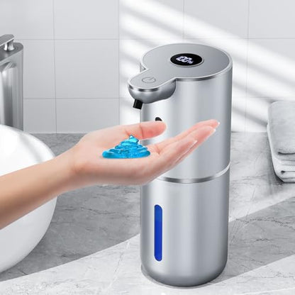 Fachixy Automatic Liquid Soap Dispenser Touchless, Smart Digital Display | 12.8oz/380mL, Up to 90 Days Battery Life, 6 Adjustable Level, Rechargeable, Wall Mountable IPX5 for Kitchen & Bathroom,Silver - color: Silver, style: Liquid
