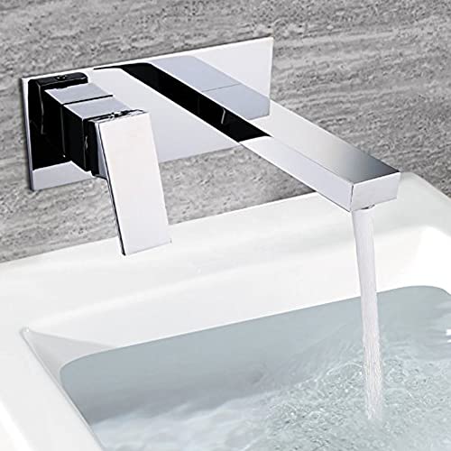 SUMERAIN Wall Mounted Bathroom Sink Faucet, Chrome, Left-Handed | Lavatory Faucet, Single Handle, Rough in Valve Included - color: Chrome, size: Left-Handed