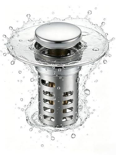 Bathroom Sink Stopper, Universal Stainless Steel Replacement | Universal Bathroom Sink Stopper Replacement, Fits 1.1–2.36 Inch Drain Holes, Brass Core with Stainless Steel Cover