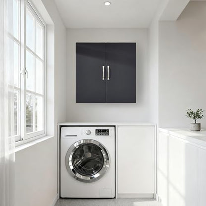Over Toilet Wall Mount Bathroom Cabinet, Wall Size, Black | Wall-Mounted Over-Toilet Cabinet With Adjustable Shelf, Multi-Use Bathroom & Laundry Storage, HUS-BZR200 - color: Black2