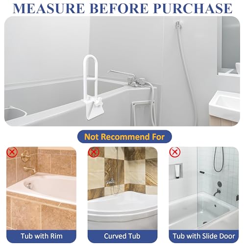 Bathtub Safety Rail Adjustable Shower Grab Bar - White Medical Bathtub Handle Grab Bars for Bathroom, Safety Handle Rail Heavy Duty for Seniors and Elderly