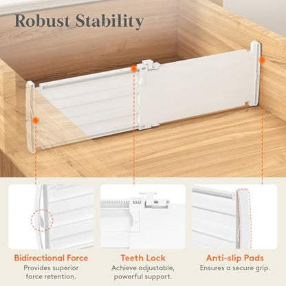 Lifewit 5" Tall Drawer Dividers, Adjustable Deep Drawer Organizer Clothes | 11.5"-18.5" Expandable Plastic Separators for Dresser, Kitchen, Cabinet, Nursery, Office, Socks & Underwear Storage, 4 Pack - size: 5"H, 11.5-18.5"L