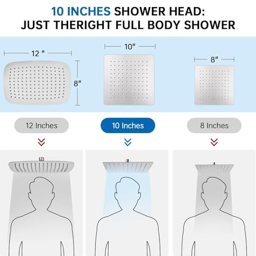 G-Promise All Metal 10" Dual Square Shower Head Combo | Rain Shower Head | Handheld Shower Wand | Adjustable | 3-Way Diverter | 71" Extra Long Hose - A Bathroom Upgrade(Brushed Nickel) | Built to Last, Easy Install, Adjustable Height & Angle for All Heigh