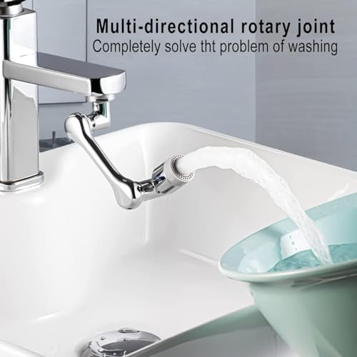 1080° Rotating Faucet Aerator Universal Splash Filter Faucet 1080 Degree Big Angle Swivel Faucet Extender Aerator Kitchen Tap Extend Bathroom Sink Gargle Face Wash Faucets Bubbler (Dual Mode)