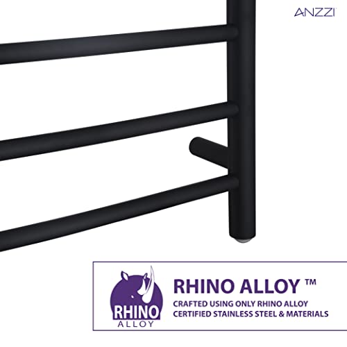 ANZZI Gown 7-Bar Wall Mounted Towel Warmer in Matte Black, Energy Efficient 70W Electric Plug in Heated Towel Rack for Bathroom, Stainless Steel Towel Heater Rail Quick Towel Dryer, TW-AZ027MBK - color: Matte Black