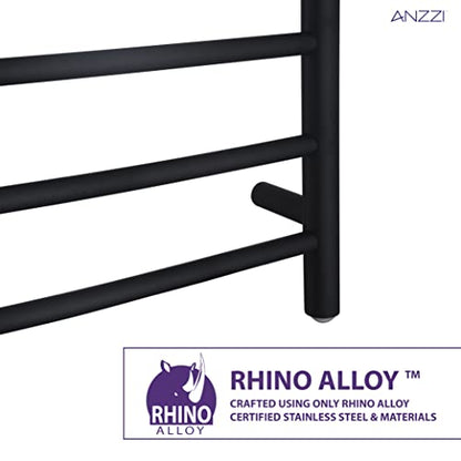 ANZZI Gown 7-Bar Wall Mounted Towel Warmer in Matte Black, Energy Efficient 70W Electric Plug in Heated Towel Rack for Bathroom, Stainless Steel Towel Heater Rail Quick Towel Dryer, TW-AZ027MBK - color: Matte Black