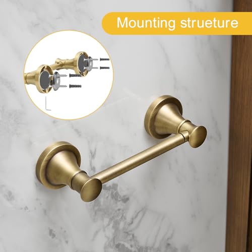 Bathroom Toilet Paper Holder Wall Mount Tissue Holder Antique Brass | Rustproof Toilet Tissue Roll Holder, Flexible Double Post Pivoting Handle, Bathroom Accessories SUS304 Stainless Steel - color: Antique Brass