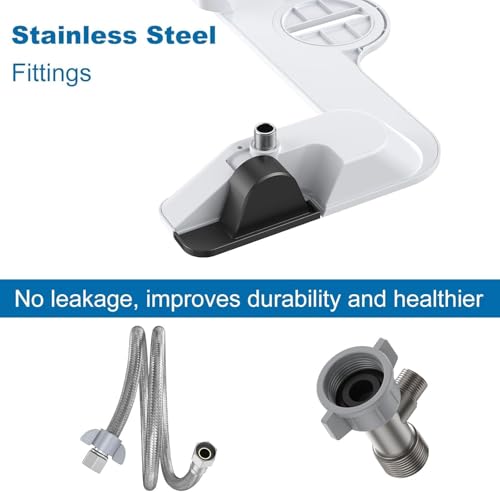 Ultra Slim Bidet Attachment for Toilet Seat, Dual Nozzle Rear and Feminine Wash, Self Cleaning Sprayer, Non Electric Bidet with Adjustable Water Pressure, Brass Inlet, Easy Installation - color: Gun Gray-12