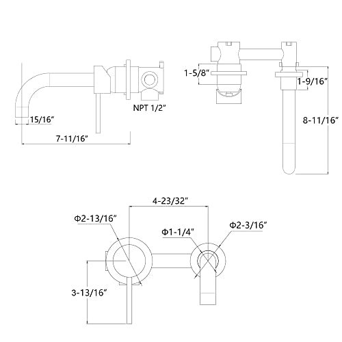 SUMERAIN Black Bathroom Faucet Wall Mount Lavatory, Left-Handed | Single Handle, 360 Swivel Spout, Rough in Valve included - color: Matte Black, size: Left-Handed
