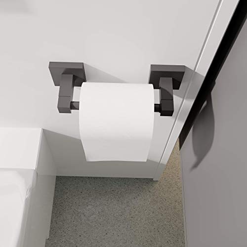 Ruacq Toilet Paper Holder Matte Black Double Post Pivoting Square Tissue Holders Roll Holder Hangers Toilet Paper Stand Stainless Steel and Zinc Alloy Modern Wall Mounted - color: Matte Black, size: Square
