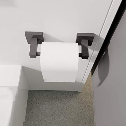 Ruacq Toilet Paper Holder Matte Black Double Post Pivoting Square Tissue Holders Roll Holder Hangers Toilet Paper Stand Stainless Steel and Zinc Alloy Modern Wall Mounted - color: Matte Black, size: Square