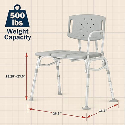 Tub Transfer Bench with Anti-Slip Suction Feet, Lightweight for Easy Movement, for Use as a Shower Bench or Bath Seat - size: 500 Pound Capacity