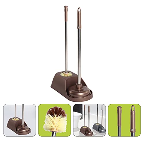 DOITOOL Toilet Brush and Plunger Set with Long Ergonomic Handle for Deep Cleaning Bathroom Toilets Non-Slip Grip Toilet Cleaning Tools for Home Maintenance 20.5 Inch Length